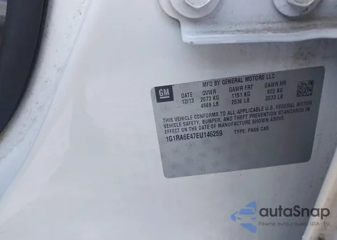 2014 Chevrolet Volt from USA, damaged, VIN 1G1RA6E47EU146259